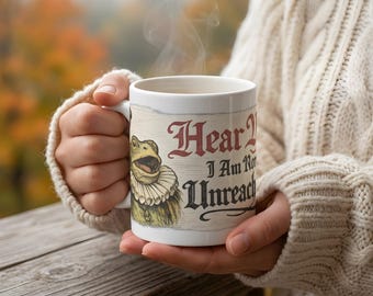 Medieval Town Crier Frog Ceramic Mug: Renaissance Faire Out of Office Coffee Cup, 11oz