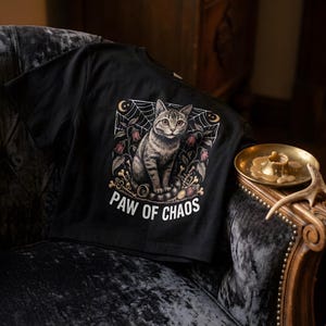 Goblincore Medieval Cat Crop Tee: Weird Woodcut Summer Shirt