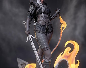 Ciri (stylized version) - Witcher Game Series | 1/8 | 28,1cm (281mm) | Fanart Figur | 3D Druck | Resin | handbemalt