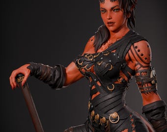 Karlach (stylized version) - Tiefling Barbarian - Baldur's Gate 3 | Scale 1:7 | Fan art figure | 3D printed | Hand-painted