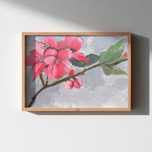 Stampa artistica di rose astratte vibranti, decorazione murale floreale moderna, dipinto di fiori rosa, carta con finitura opaca sostenibile, design originale dell'artista.
