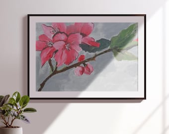 Stampa artistica astratta di rose: dipinto a olio floreale rosa moderno