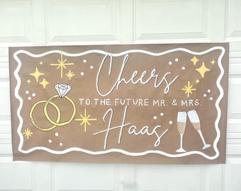 Hand Painted Engagement Banner: Custom Wedding Proposal Decor