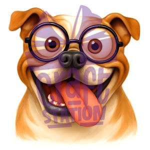 Zestaw śmiesznych psich buziek Clipart | Uroczy szczeniak z kreskówek PNG | Cyfrowa sztuka psa do naklejek Sublimacja do druku