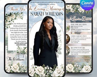 Animated Funeral Video Invitation, Digital Funeral Invitation, Celebration Of Life Invite,Funeral Announcement, Memorial Invitation Template
