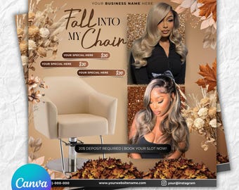 Folleto de reservas de septiembre, folleto de reservas de otoño, folleto de apertura de libros de septiembre, folleto de maquillaje de otoño para pestañas, cabello, uñas, trenzas y pelucas, folleto de reserva de otoño, folleto de bricolaje en Canva