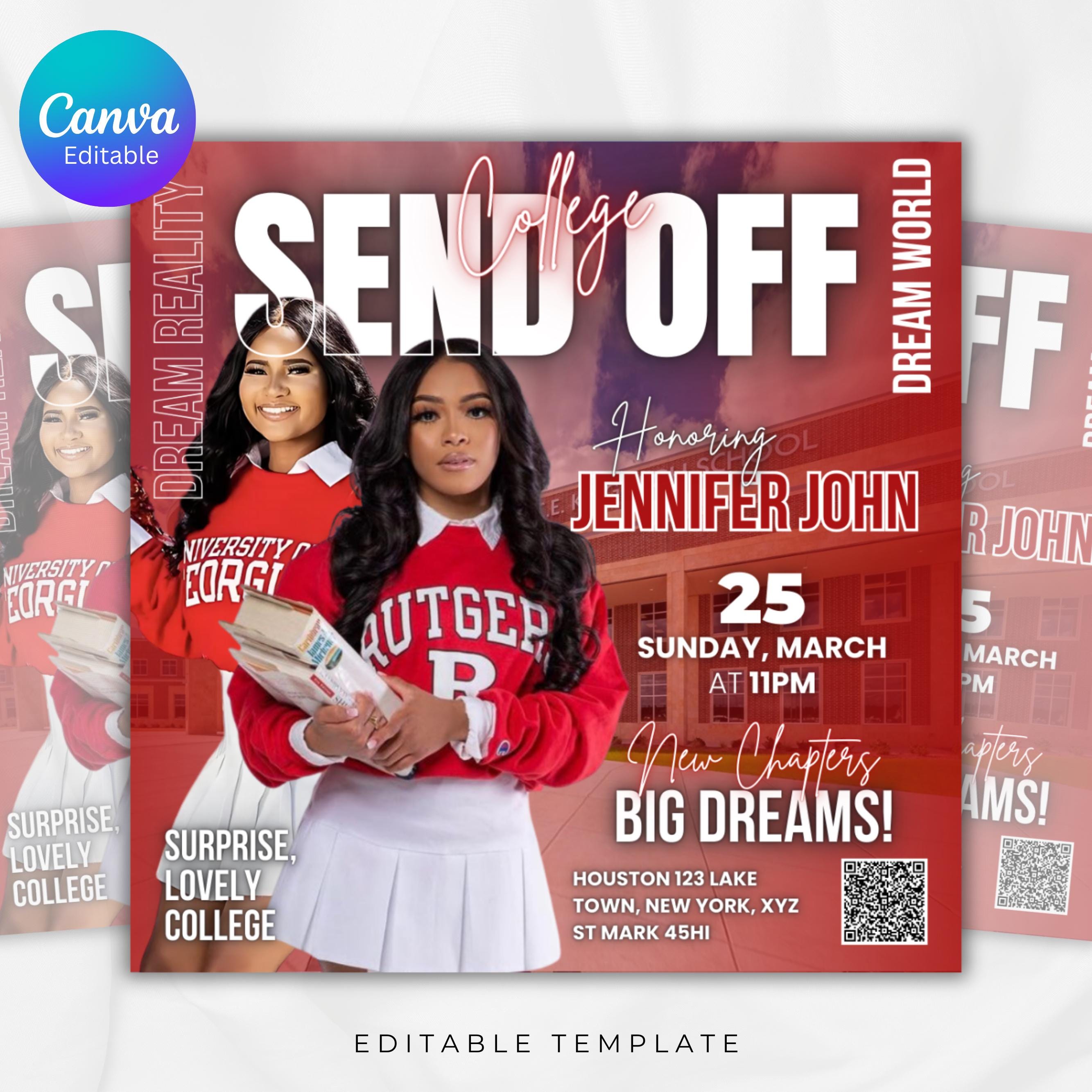Editable College Send off Evite, Farewell Party Invite, DIY Trunk Party ...