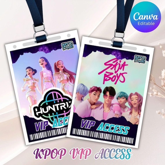 Kpop Demon Hunters VIP Access Card, Kpop Birthday Party Favor, VIP
