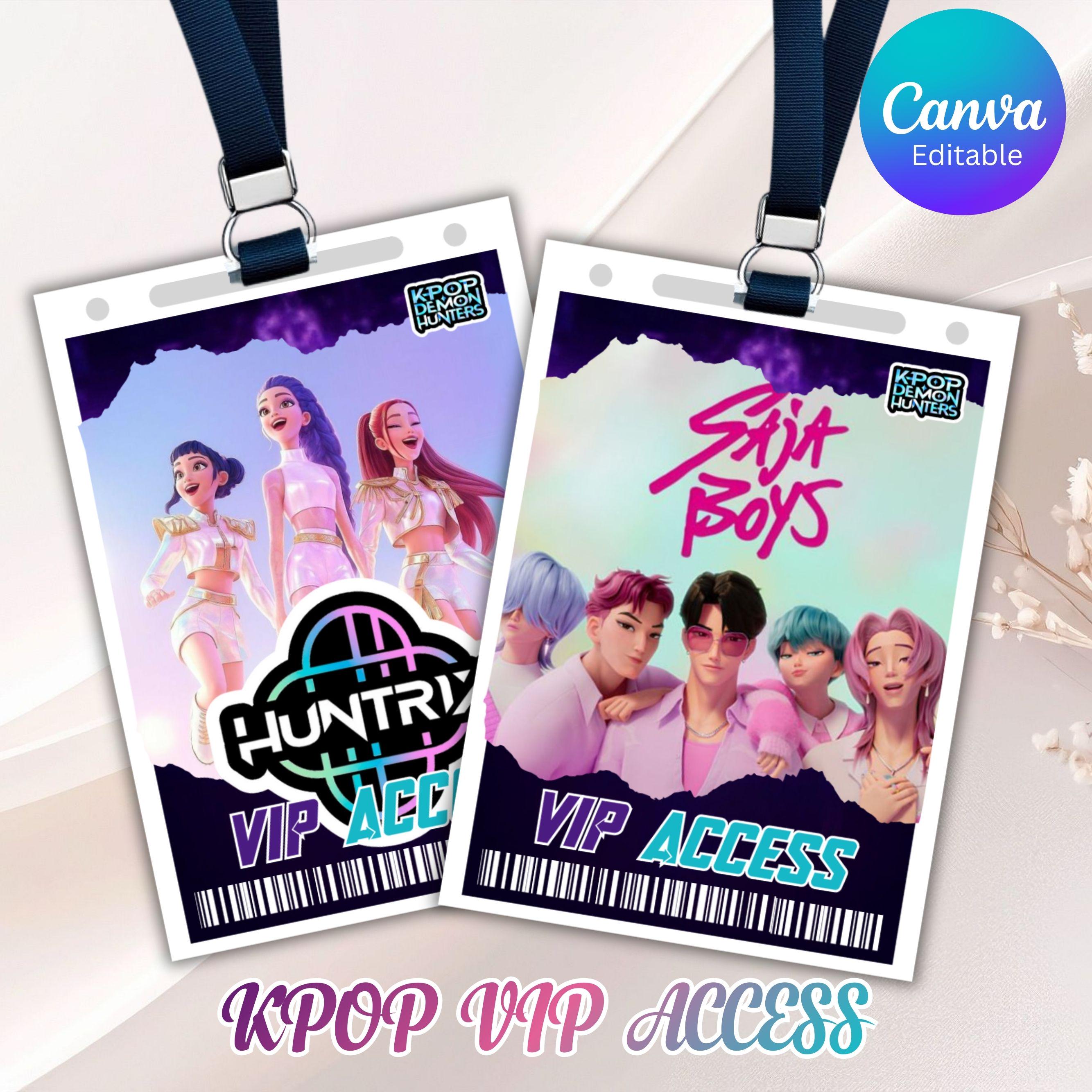 Kpop Demon Hunters VIP Access Card, Kpop Birthday Party Favor, VIP