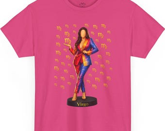 Virgo Zodiac Woman T-Shirt | Astrology Illustration Tee | Cotton Horoscope Top