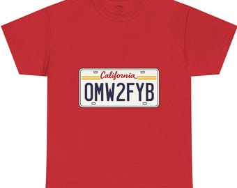 California License Plate Tee | Custom Plate OMV2FYB style