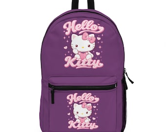 Hello Kitty Backpack | Cute Cartoon Cat, Pink Bow, Purple School Bag