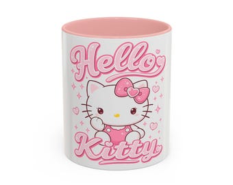 Hello Kitty Pink Script Accent Coffee Mug | 11oz 15oz