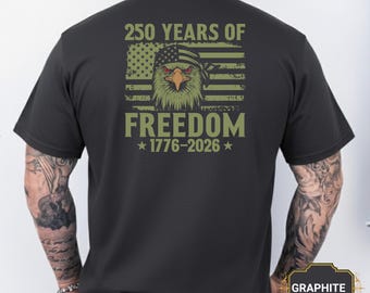 250 Years of Freedom Eagle Flag T-shirt | 1776-2026 Anniversary Tee - Comfort Colors 1717 t-shirt