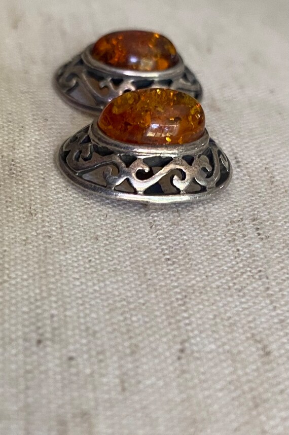 Vintage 1960s 1970s baltic amber & sterling silve… - image 7