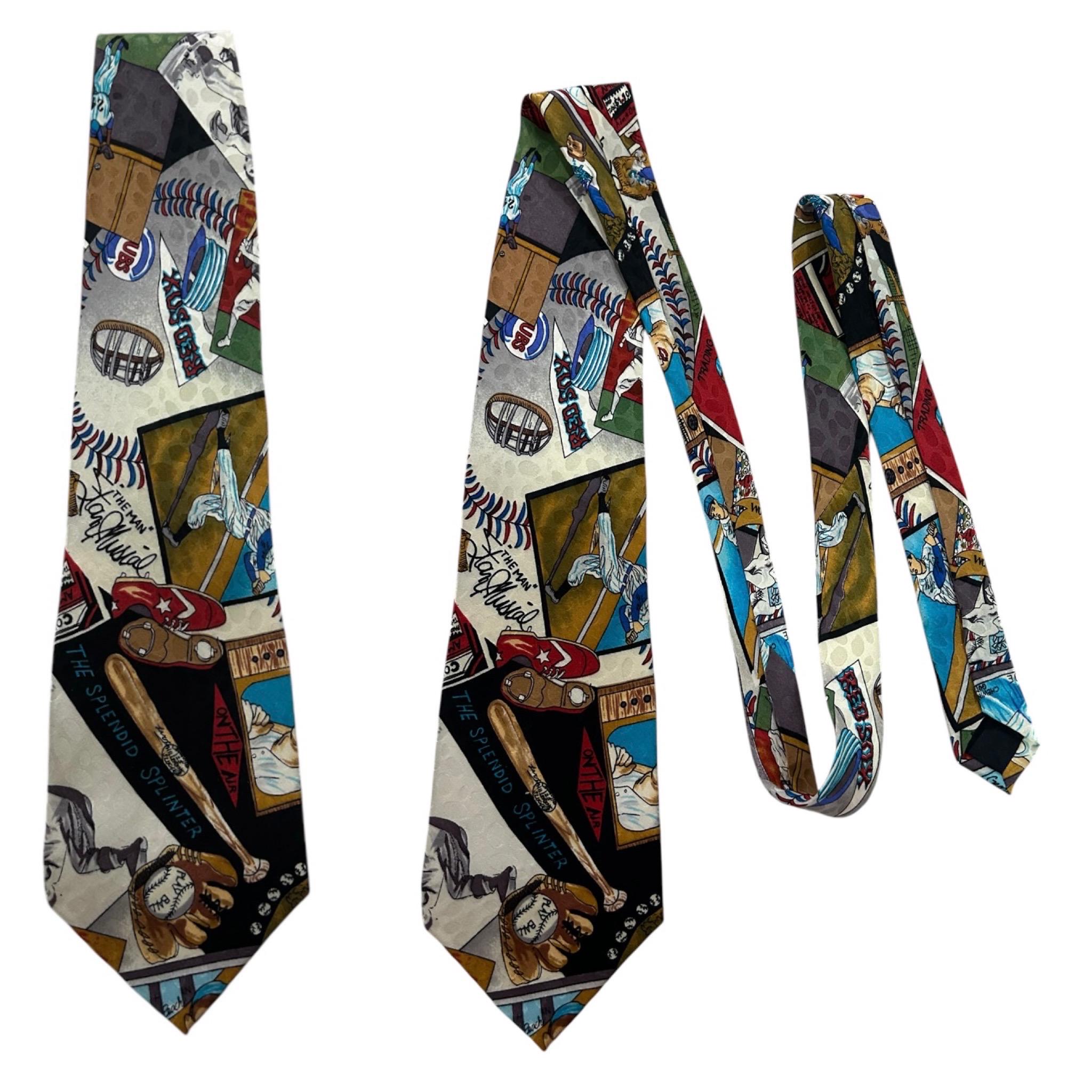 Vintage 1990s NICOLE MILLER abstract MLB series print silk tie