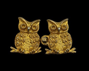 Vintage 1970s1972 MIMI DI N gold town owl kissing owls belt buckle