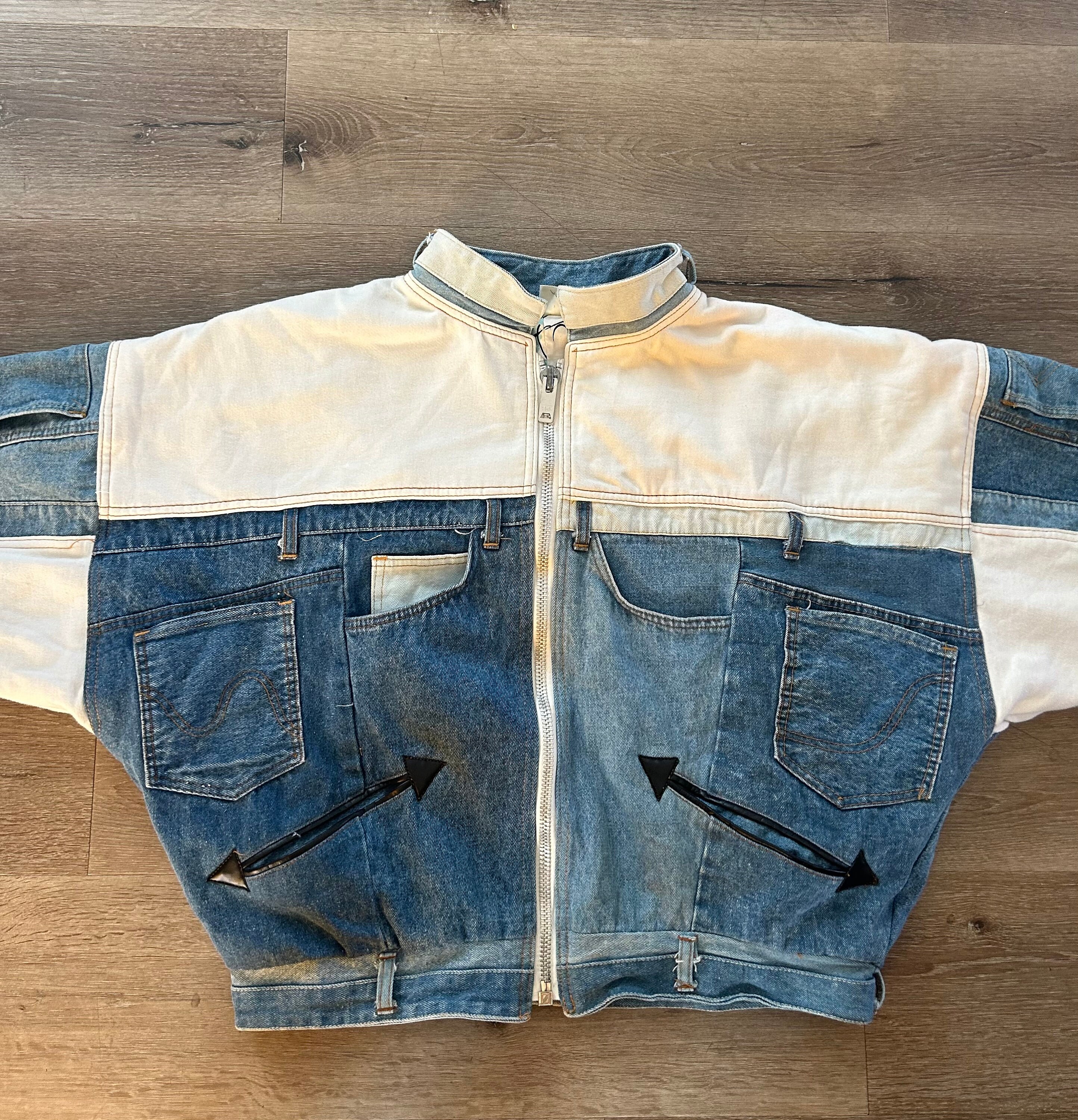 Vintage 1980s ET IMEGO Oversized Patchwork Denim Jean Pop