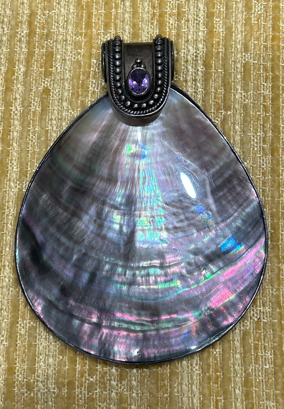 Vintage 1990s abalone, amethyst, & 925 sterling si