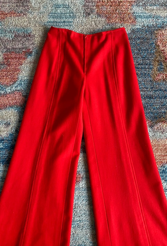 Vintage 1940s hot coral / persimmon wool wide leg… - image 8