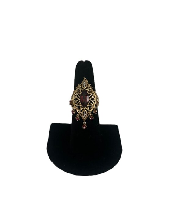 Vintage 1990s 10k yellow gold, garnet, red spinel… - image 2