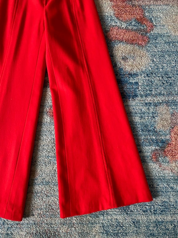 Vintage 1940s hot coral / persimmon wool wide leg… - image 4