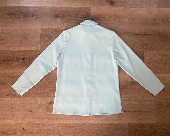 Vintage 1970s KING JAMES baby blue snap-up shirt … - image 8