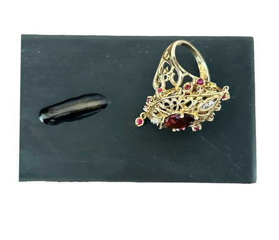 Vintage 1990s 10k yellow gold, garnet, red spinel… - image 8