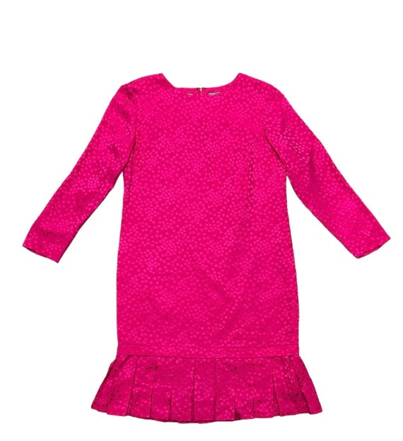 Vintage 1980s LIZ CLAIBORNE Hot Pink on Pink Silk Polka-dot / Dotted Long-sleeved  Shift Dress W/ Pleated Hem, Size 8 / Medium - Etsy