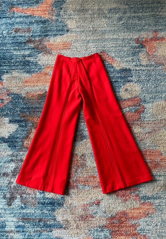 Vintage 1940s hot coral / persimmon wool wide leg… - image 1