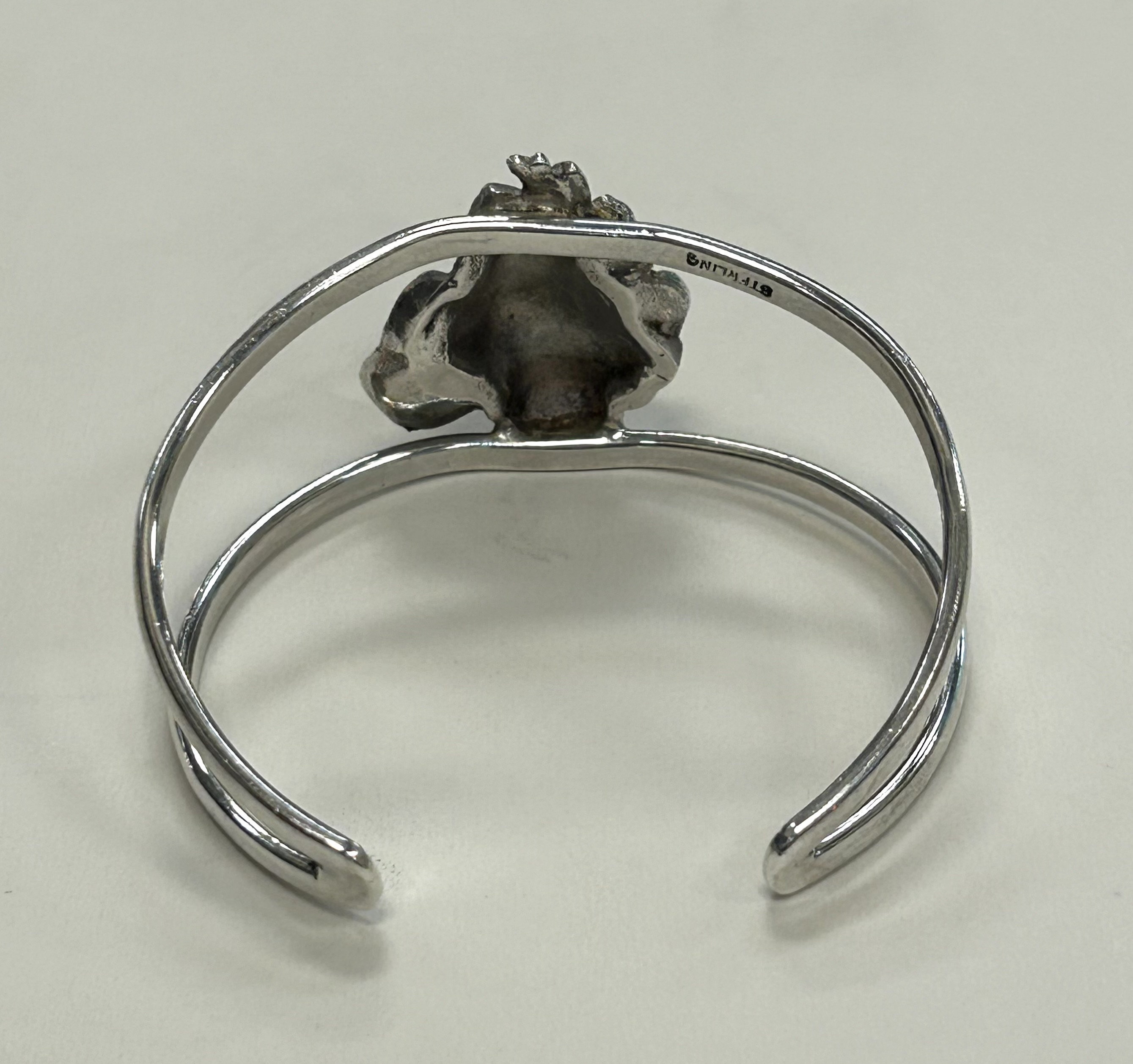 Bracelet Manchette Ancien Art Nouveau - Tête De Femme, Couleur Argenté, Alliage, Occasion
