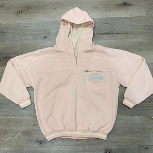 Vintage 1990s FUS STUDIO pastel pink quarter zip hoodie, size Medium / Large