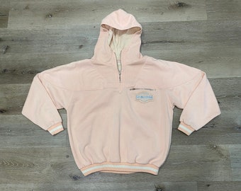 Vintage 1990s FUS STUDIO pastel pink quarter zip hoodie, size Medium / Large