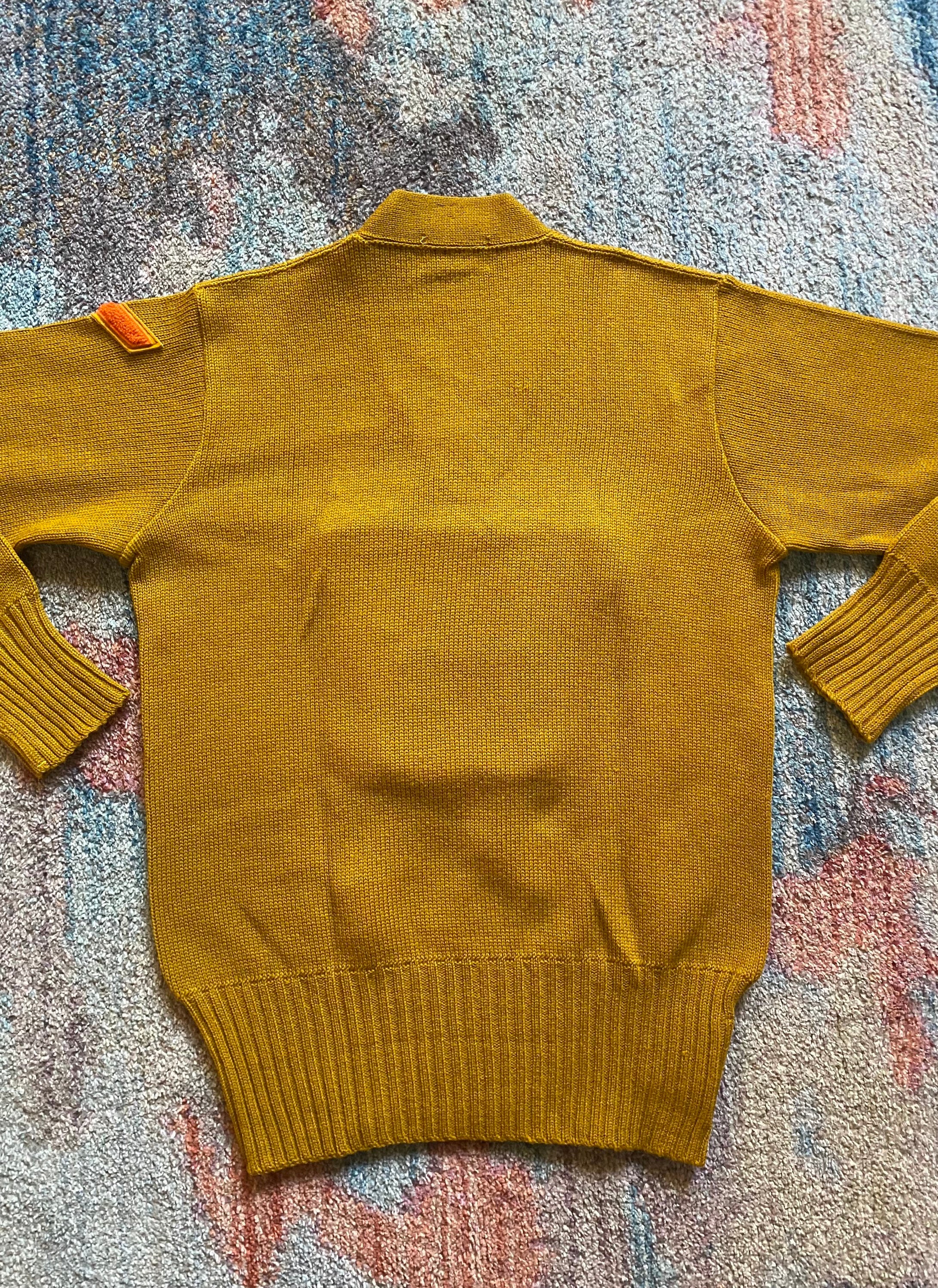 Wigwam Award Sweater マスタード　50s〜60s Vintage 1950s WIGWAM AWARD SWEATER V-neck Knit Letterman Pullover
