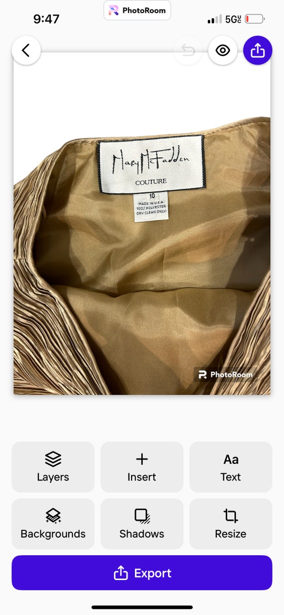 Vintage MARY MCFADDEN COUTURE fortuny pleated gol… - image 7