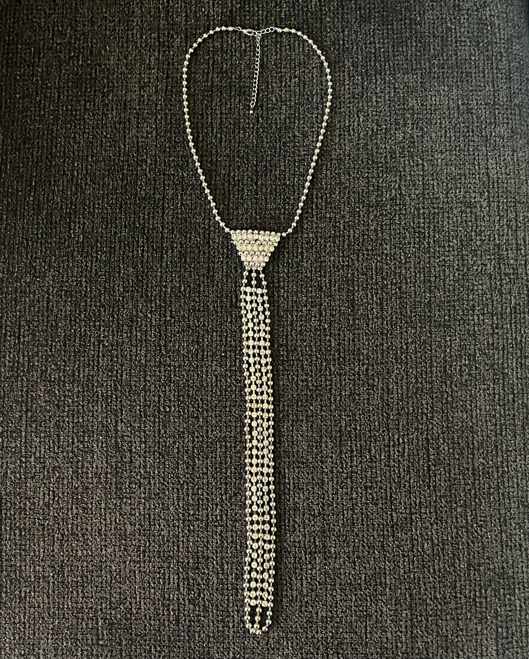 Vintage 1980s Rhinestone Chainmail Necktie Necklace Etsy