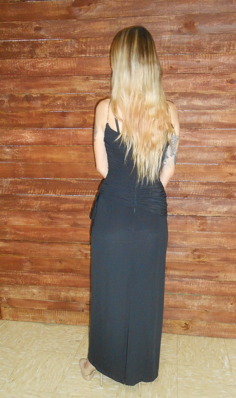 size 24 Vintage 1980s LILLIE RUBIN black draped /'Cleopatra/' maxi gown dress
