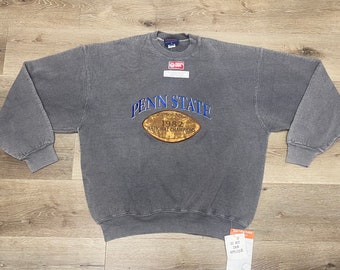 Vintage 1980s nwt deadstock CARIMBA Penn State '1982 Champions' NCAA football gray crewneck sweatshirt, size XL