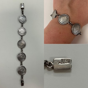 Vintage JHM 925 Sterling Silver & Brass Geometric / Filigree