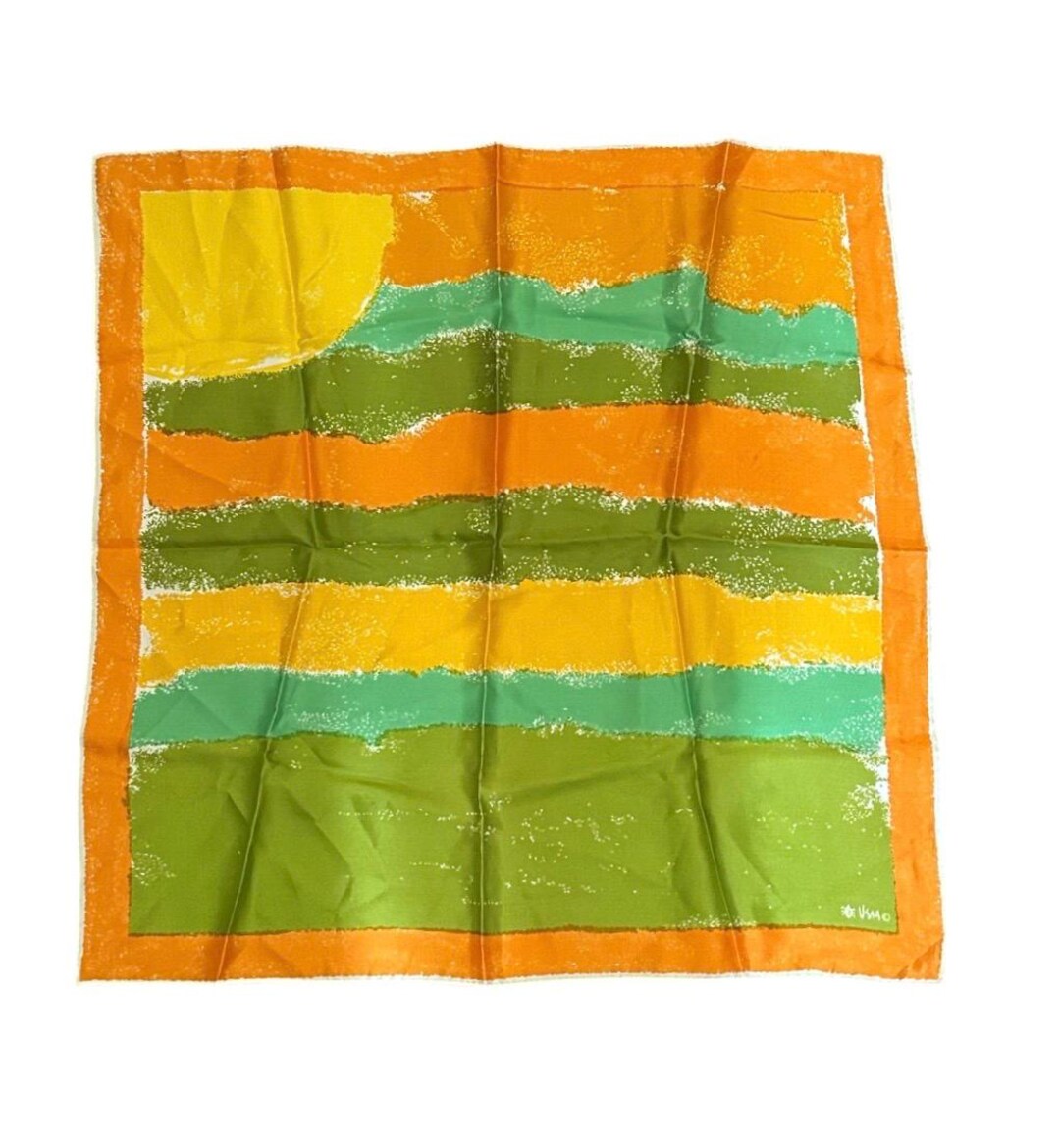 Vintage 1960s VERA NEUMANN Abstract Orange, Yellow, & Green Sunset