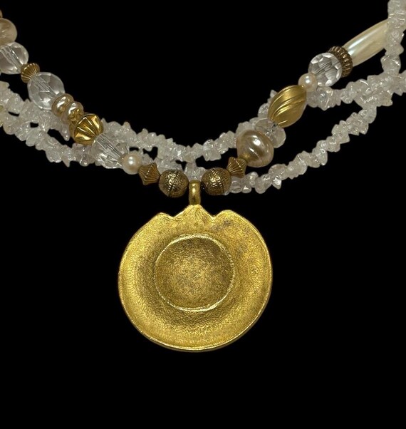 Vintage 1990s sun face celestial three strand bea… - image 3