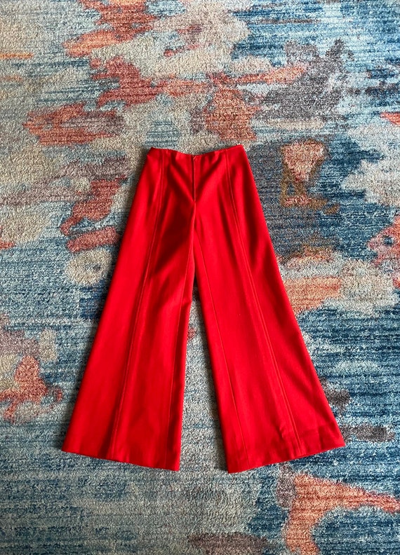 Vintage 1940s hot coral / persimmon wool wide leg… - image 6