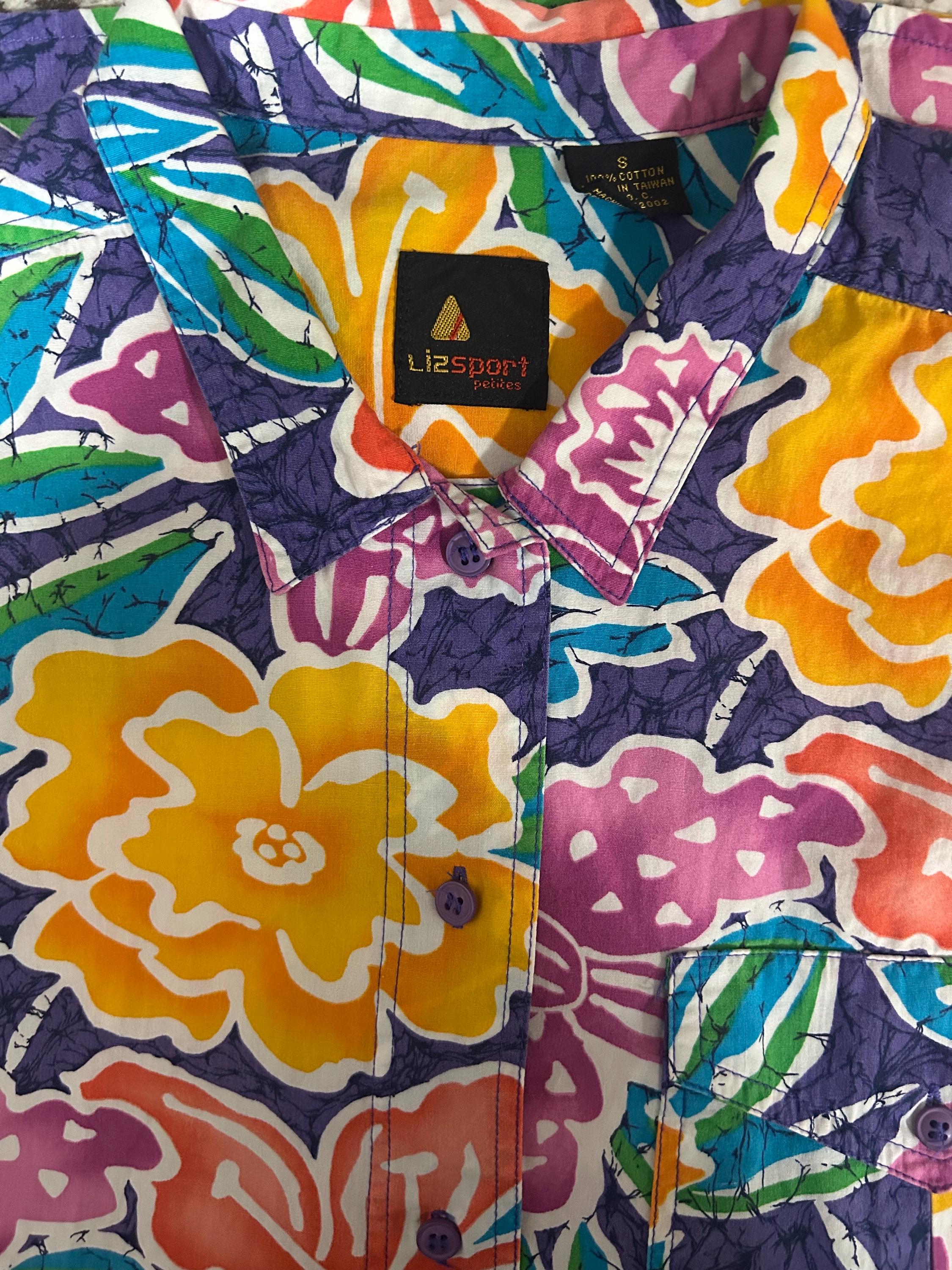 ヴィンテージ 1990年代 LIZ CLAIBORNE 鮮やかなバティック花柄プリント 