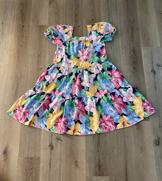 Vintage 1980s PERIWINKLE pastel floral 'mini mumu'