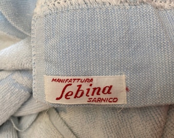 Vintage 1950s SEBINA SARNICO huge oversized nautical seahorse, starfish,  and crab printed Italian luxury terry towel beach blanket