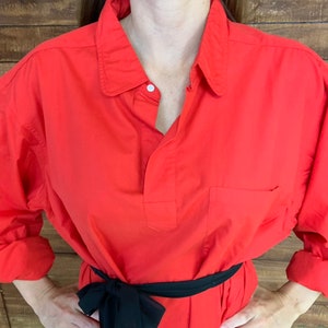 Vintage 1950s BOWRING ARUNDEL bright red unisex night shirt or chore dress, 'oversized One Size' image 3