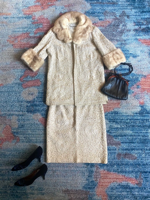 Vintage 1940s H.B. BURNETTE cream / off white sou… - image 2