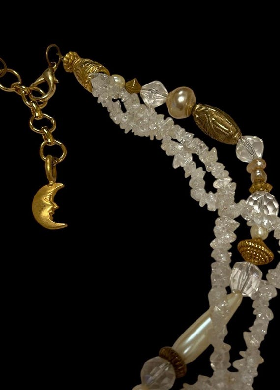 Vintage 1990s sun face celestial three strand bea… - image 4