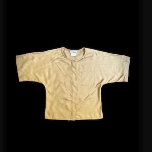 Vintage 1980s GEORGES RECH dark beige silk dolman sleeve blouse, size Medium