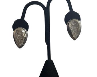 Vintage 925 graphite gray druzy crystal earrings